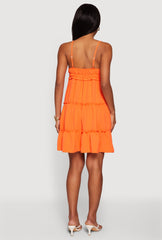Crepe Knit V Neck Tiered Dress