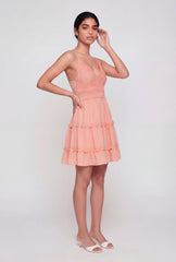 Tie Back Keyhole Ruffle Tiered Mini Dress
