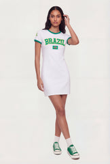 Brazil Graphic Short Sleeve Mini T-Shirt Dress
