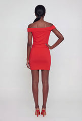 Fold Over Off The Shoulder Belted Mini Dress