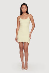 Rib Knit Ruffle Hem Cami Mini Dress