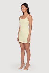 Rib Knit Ruffle Hem Cami Mini Dress