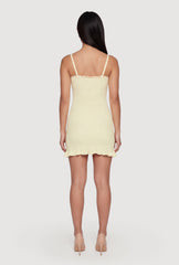 Rib Knit Ruffle Hem Cami Mini Dress