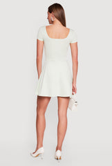 Short Sleeve Scoop Neck Skater Mini Dress