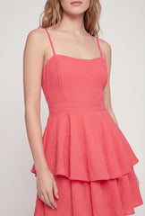 Ruffle Tiered Tie Back Keyhole Mini Dress