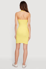 Ribbed Knit Halter Mini Dress