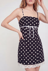 Polka Dot Lace Trim Cami Mini Dress
