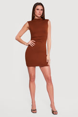 Sleeveless Mock Neck Mini Dress