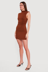 Sleeveless Mock Neck Mini Dress