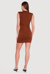 Sleeveless Mock Neck Mini Dress