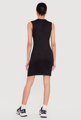 Safety Pin Racing Graphic Notch Neck T-Shirt Dress