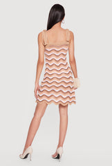 Chevron Crochet Tie Strap Mini Dress