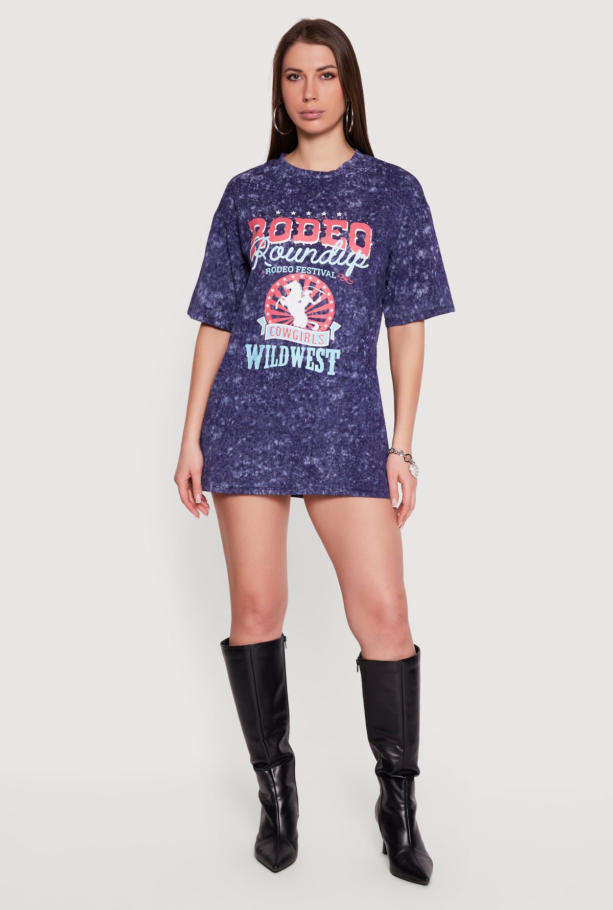 Acid Wash Graphic T-Shirt Dress