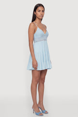 Crochet Detail Tiered Ruffle Trim Dress