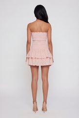 Tiered Scallop Trim Hem Smocked Tube Dress