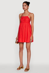 Trendy Poplin Bow Tie Back Babydoll Dress