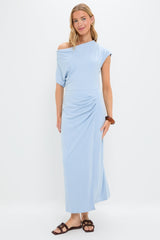 Blue Fog Faux Wrap Senna Dress