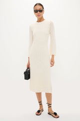 Cream Pointelle Knit Colby Midi Dress