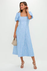 Ice Blue Jacquard Inez Maxi Dress