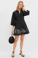 Black & Tan Embroidery Ellison Mini Dress