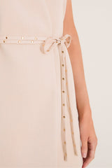 Beige Studded Belt Wren Wrap Dress
