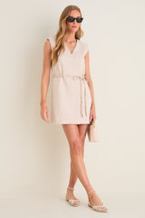 Beige Studded Belt Wren Wrap Dress