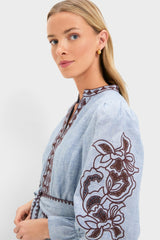 Chambray Embroidered Dowling Mini Dress