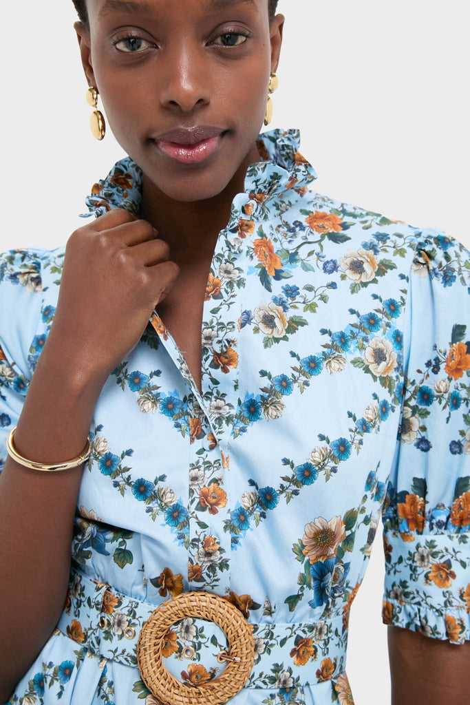 Magical Blossom Blue Marni Cotton Midi Dress