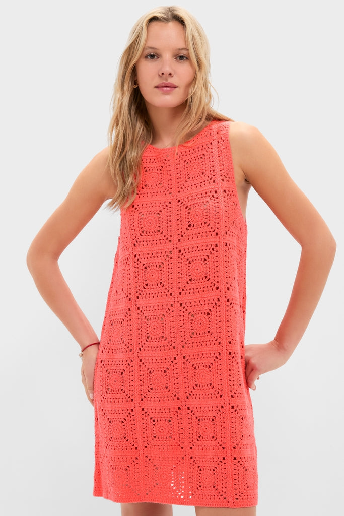 Coral Brenna Crochet Mini Dress