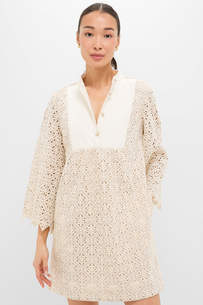 Tan Diamond Lace Mini Calliope Dress