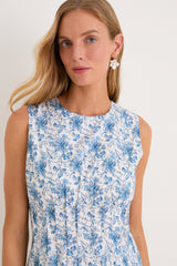 French Blue Floral Toile Christina Maxi Dress