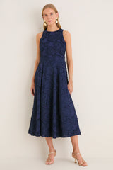 Navy Textured Rose Floral Melina Maxi Dress