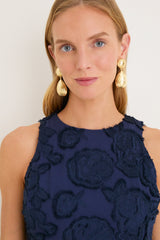 Navy Textured Rose Floral Melina Maxi Dress