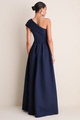 Navy Saphine One Shoulder Gown