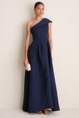 Navy Saphine One Shoulder Gown
