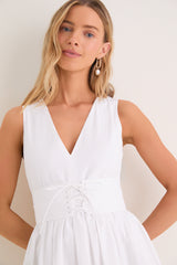 White Marylin Lace-Up Maxi Dress