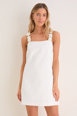 Cream Flower Strap Whitney Mini Dress