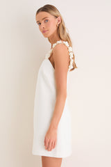Cream Flower Strap Whitney Mini Dress