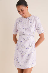 Lilac Floral Crystal Embellished Floria Mini Dress
