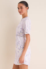 Lilac Floral Crystal Embellished Floria Mini Dress