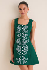 Green & Baby Blue Embroidered Lucy Mini Dress