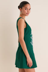 Green & Baby Blue Embroidered Lucy Mini Dress