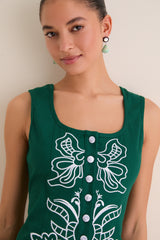 Green & Baby Blue Embroidered Lucy Mini Dress