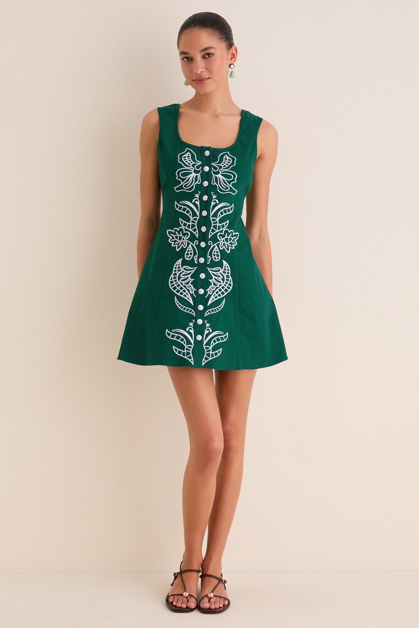 Green & Baby Blue Embroidered Lucy Mini Dress