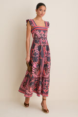 Black Pink Multicolor Sybill Midi Dress