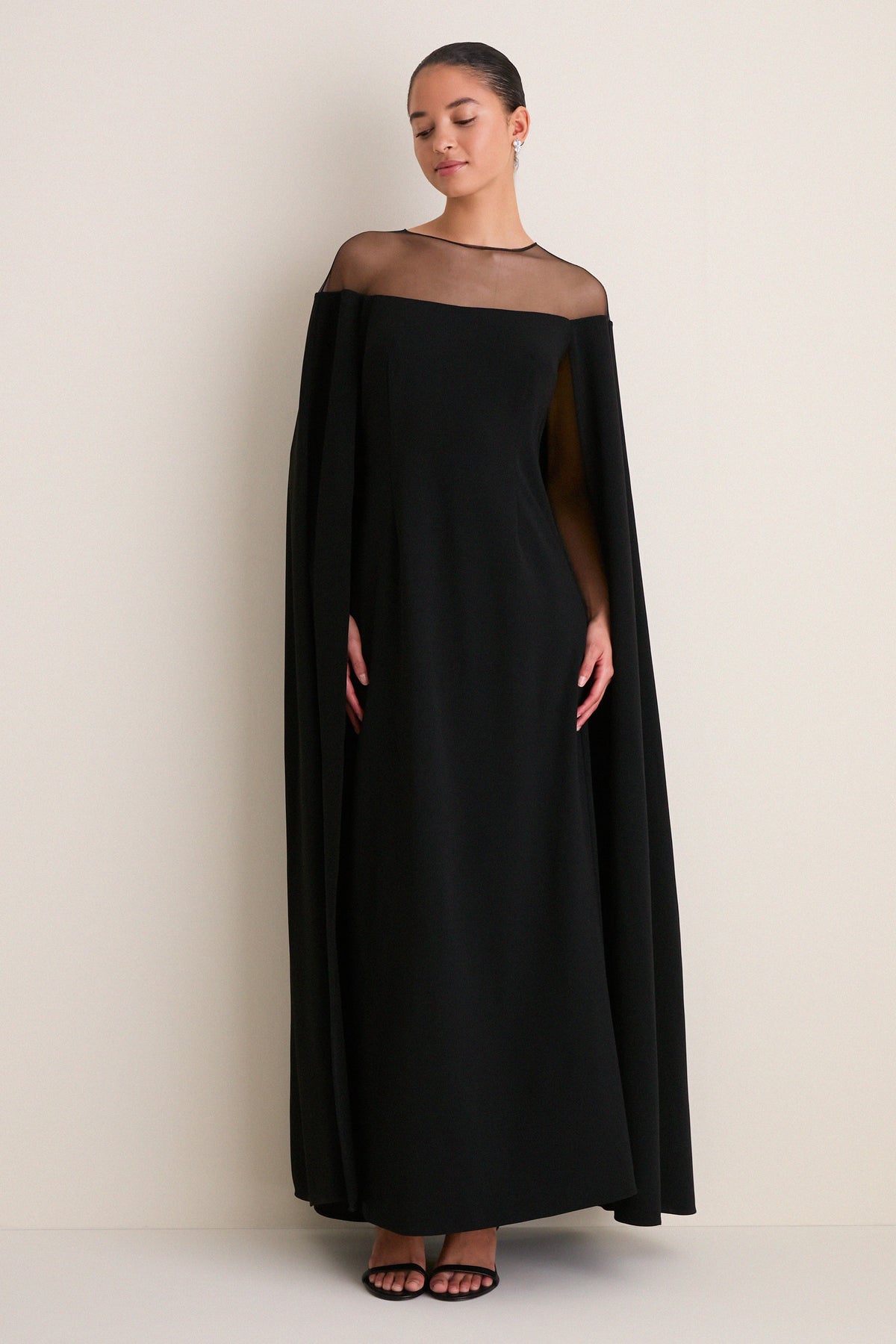 Black Estelle Cape Maxi Dress