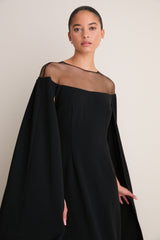 Black Estelle Cape Maxi Dress