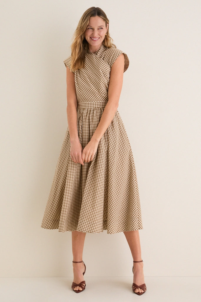 Mocha Gingham Dame Dress