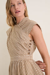 Mocha Gingham Dame Dress