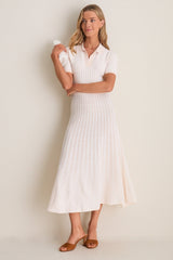 Blush and Ivory Knit Maude Polo Dress